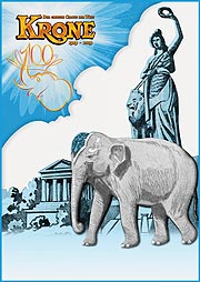 Das Plakatmotiv im März 2019 ziert das Wappentier des Circus Krone, ein Elephant 